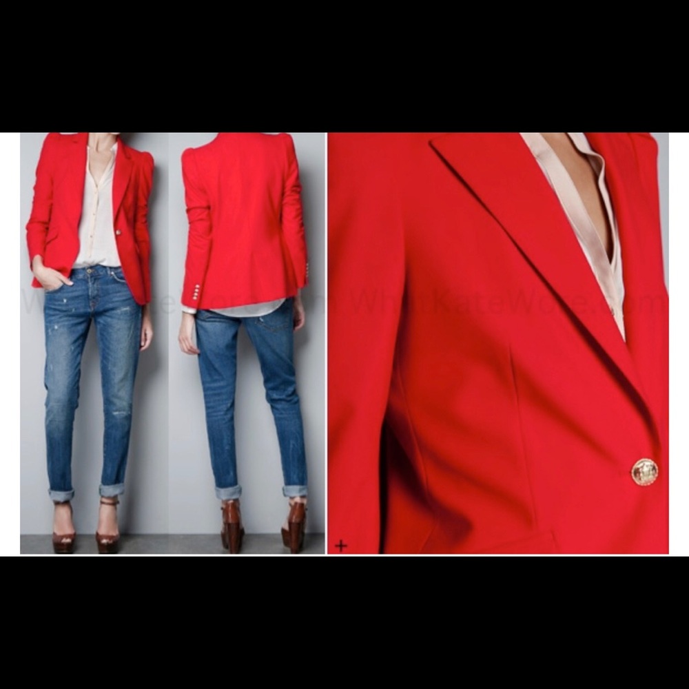Red Zara military blazer as seen on Kate Middleton